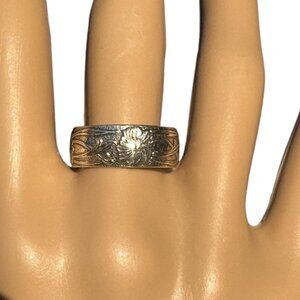 Silver Purity Ring Wedding Band Women Medieval Wedding Ring Silver Flower Ring 9